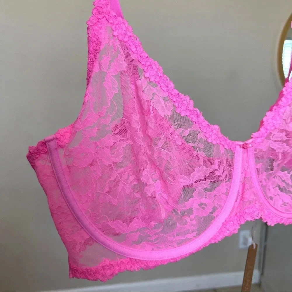 Skims Stretch‎ lace Intimates Underwire Scoop bra Pink BA-SCP-3575 size 46DD - Picture 7 of 8